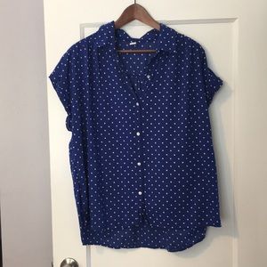 Electric Blue Polka Dot Button Up